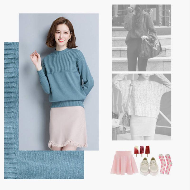 Pullover Leisure Simple Loose Thick Half Turtleneck Long Sleeve Comfort Bottom Womens Sweater