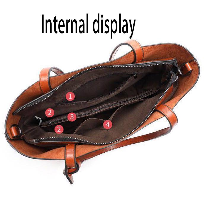 Woman bag Leather bag Big capacity European and American style Shoulder Handbag Trendy wild