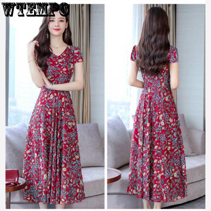 Dress Spring and Summer Large Size Waist Slimming Long Section Fashion Women's Printed Skirt
