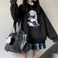Anime Hoodies Japanese Oversized Loose Harajuku Sweatshirts Thick Fleece Fall Winter Pullovers Top Clothes Black Plus Size Fashion Streetwear Coat