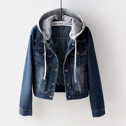 Denim Jacket Women's Autumn and Winter Hooded Casual Jacket Student Short Top