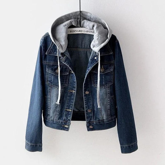 Denim Jacket Women's Autumn and Winter Hooded Casual Jacket Student Short Top