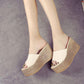 Light-soled Sandals  Slippers Women’s Summer Fashion Outdoor Korean Style Sponge Cake Sole Thick-soled Slope-heeled Sandals