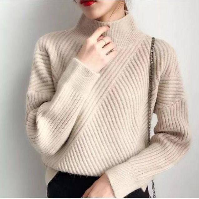 Solid Color Turtleneck Sweater Women Thickened Pullover Fashion Wild Long-sleeved Sweater