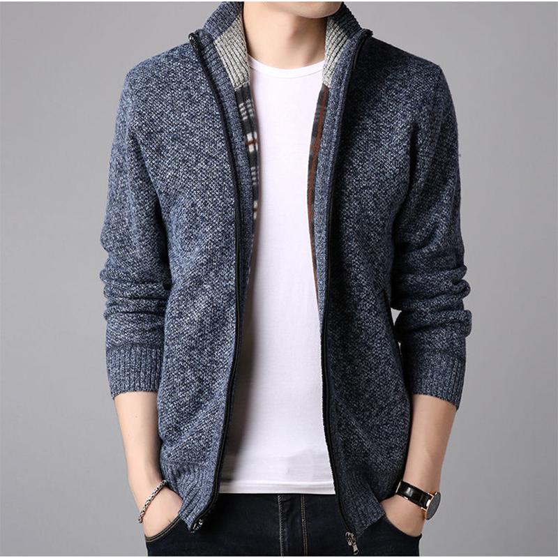 Autumn and Winter Men's  Jacket Plus Velvet Thick Loose Cardigan Large Size Sweater Top