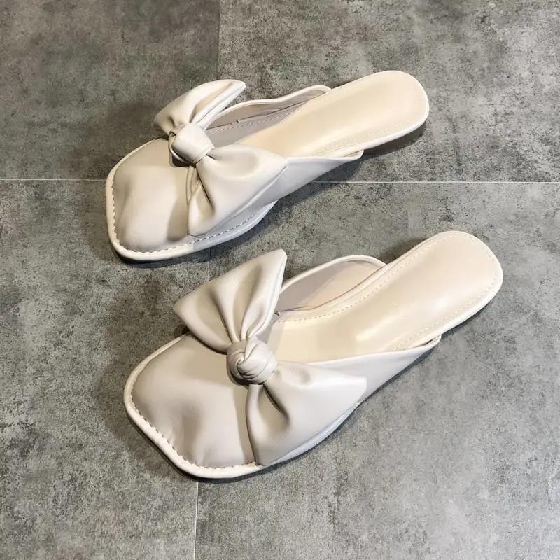Women's Fashion Slippers Bowknot Design Slippers Lightweight Casual Flat Shoes Soft Soled Shoes