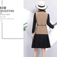 Send Belt Spring and Autumn New Women's Long-sleeved Dress Temperament Waist Waist Vest Shirt Two-piece A-line Base Dress