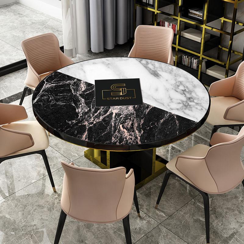 Nordic Marble Pattern Round Table Tablecloth Waterproof and Anti-scalding Soft Glass Table Mat Pvc Round Coffee Table Cushion Plastic Tablecloth