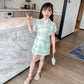 Girls' Dress Summer Broken Flowers Dress Children Net Red Girl Chinese Style Fake Two Pieces of Lace Skirt