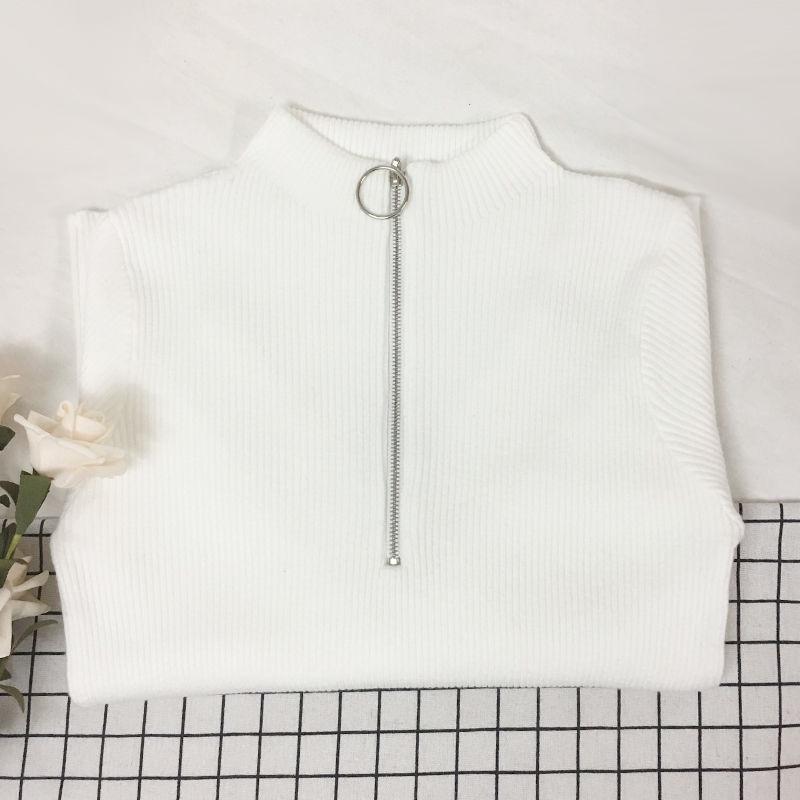 Pofulove Half-neck Collar Sweater Autumn  Winter Inside Thick Slim Outer Wear Knitted Bottom Shirt