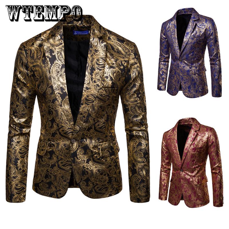Gilding Print Men's Costume Men's Stage Show  Blazer Party