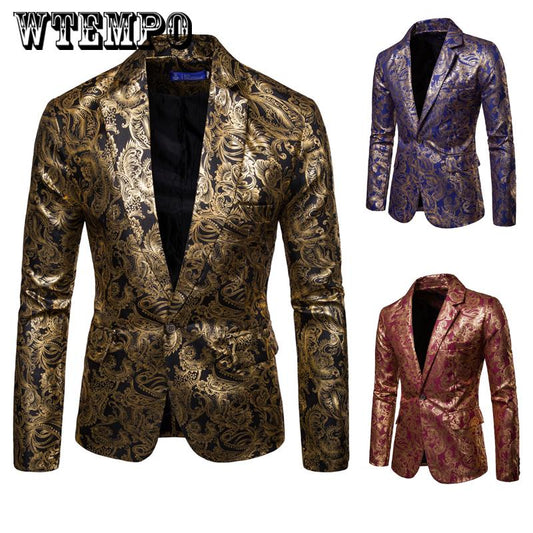 Gilding Print Men's Costume Men's Stage Show  Blazer Party