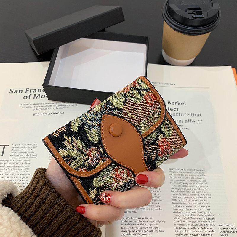 Wallets with Coin Pocket Zipper Purse Women Clutches Printing Canvas Bag Portable Handbag Multi-Layer