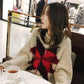 Autumn and Winter Casual Star Sweater Women Loose Hedging Open Air Long Coat Knitted Fashion Top