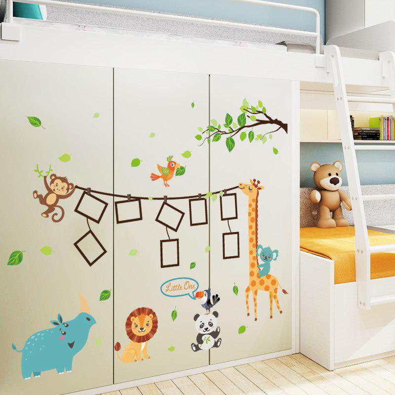 [Wall sticker ]Giraffe Panda Animal Photo Tree Frame Art Wall Stickers For Kids Rooms Kitchen Nurser