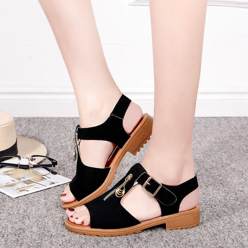 Summer Women Sandals Platform Wedges Sandals Leather Swing Peep Toe Casual Shoes Women Walk Shoes Flats