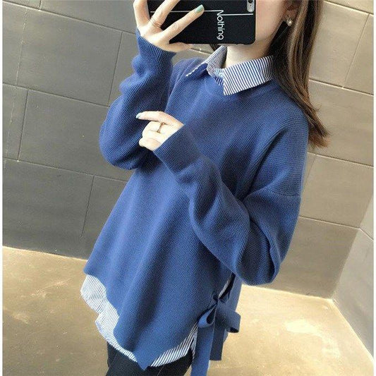 Autumn and Winter Women All -Match Long Sleeve Thick Knitted Wild Sweater Tops