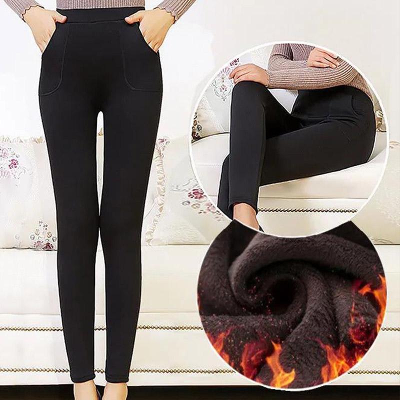Plus Fleece Middle-aged and Elderly Outer Wear Leggings Women Autumn and Winter High Waist Plus Fleece Mother Pants Plus Size Warm Pants