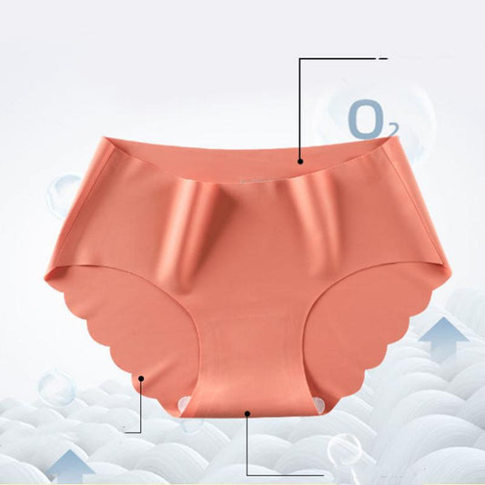 4pc Ice Silk Underwear Women's Seamless Solid Color Hip-lifting Cotton File Antibacterial One-piece Girl Briefs