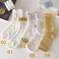 Six Pairs of Women's Socks Fashion Print Cartoon Pattern Socks Winter Thick Warm Pile Socks