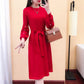 Autumn and Winter Mid-length Solid Color Sweater Women's Lantern Sleeve Fashion Dress