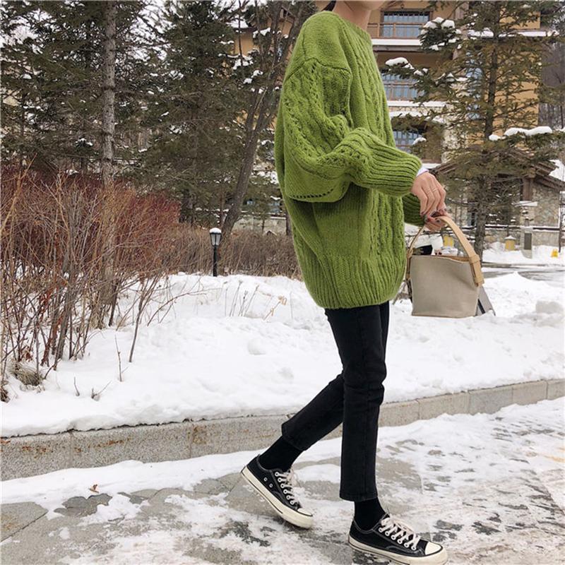 Spring   Autumn Women's Loose Casual Fashion Pullover Jacket Knitwear Top Mid-length Outer Sweater