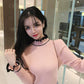 Pofulove Thick Sweaters Slim Fit Shirt Spring Autumn Color Fungus Half High Neck Long Sleeve Women