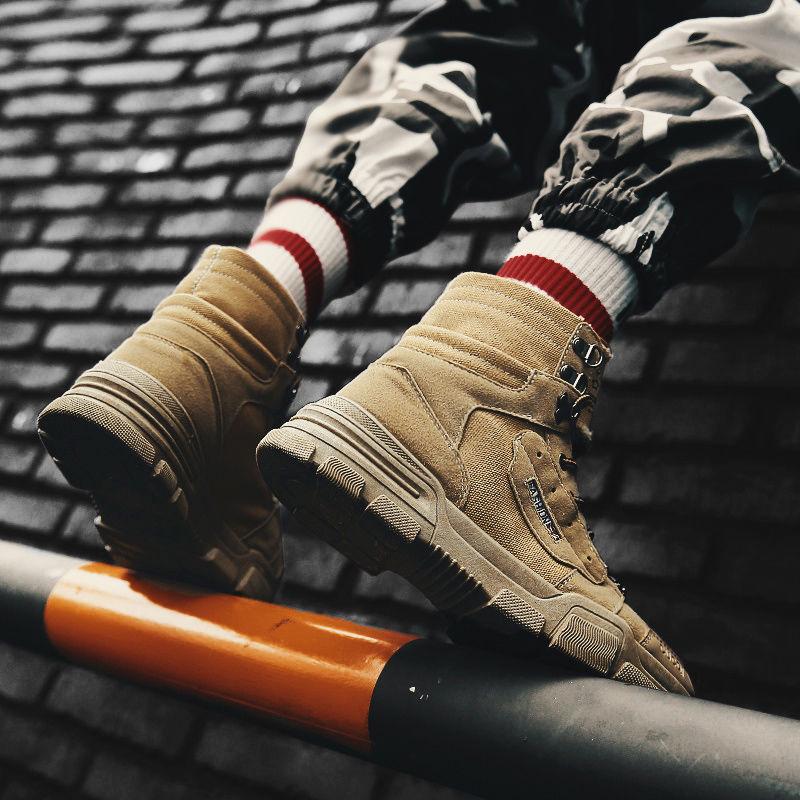 Outdoor Work High-top Shoes Men's Shoes Men's Hip Hop Shoes Men's Casual Canvas Martin Boots Men