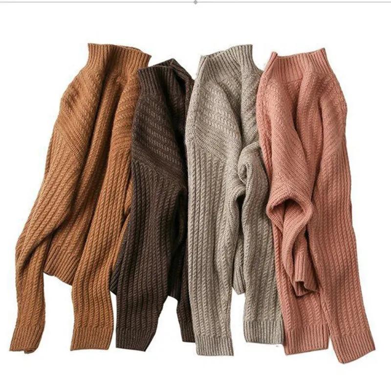Winter Women Sweaters Pullovers Long Sleeve Turtleneck Knitting Sweater Loose Pullover Ladies Fall Sweater Solid Oversize Jumpers Thick Warm Tops