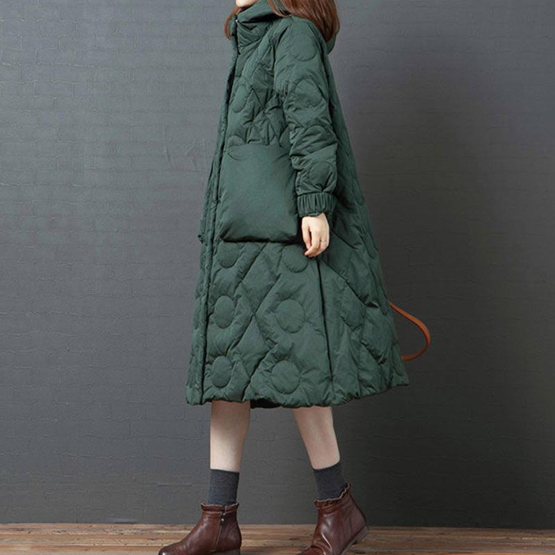 Women's Winter Korean Style Loose Quilted Jacket Women's Warm Stand-collar Down Jacket Solid Color Mid-length Down Jacket Quilted Jacket