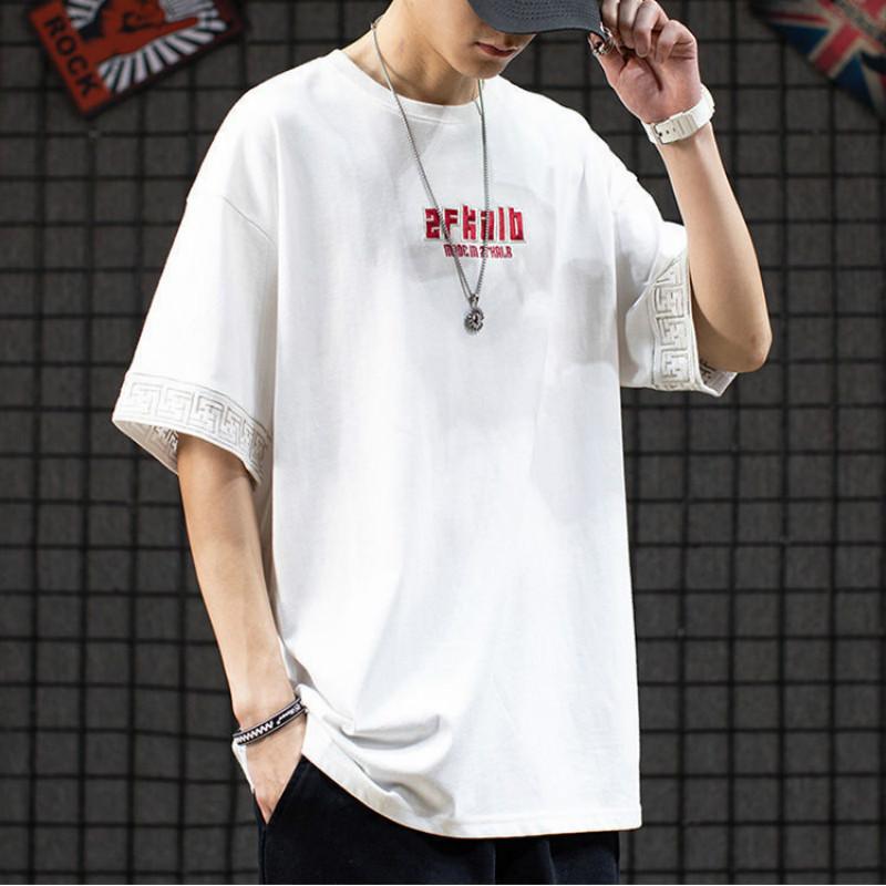 Chinese Retro Ethnic Embroidery Short-sleeved T-shirt Male Loose Wild Half-sleeved Cotton T