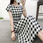 Summer Plus Size Long Dress Bow Tie Print Short Sleeve Dress Casual Comfort Cotton Dresses  for Youth Lady