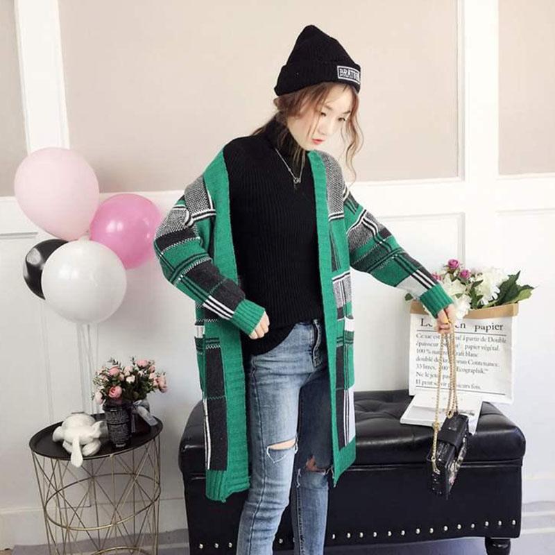 Autumn and Winter Sweater Loose Knit Mid-length Coat Fashion Simple Female Top