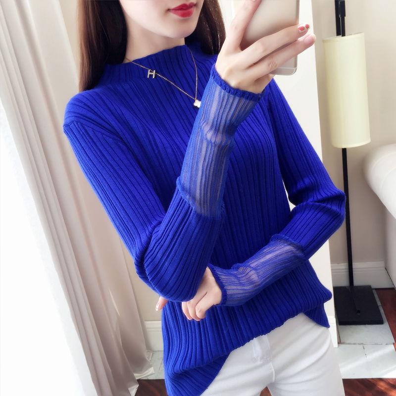 Knitted sweater women long sleeve turtleneck tight