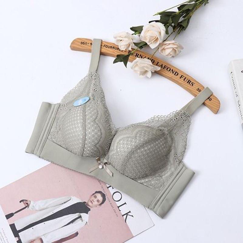 Large Size Women Lace Bras Beauty Back Gathered Bra Front Buckle Fashion Gathered Bras