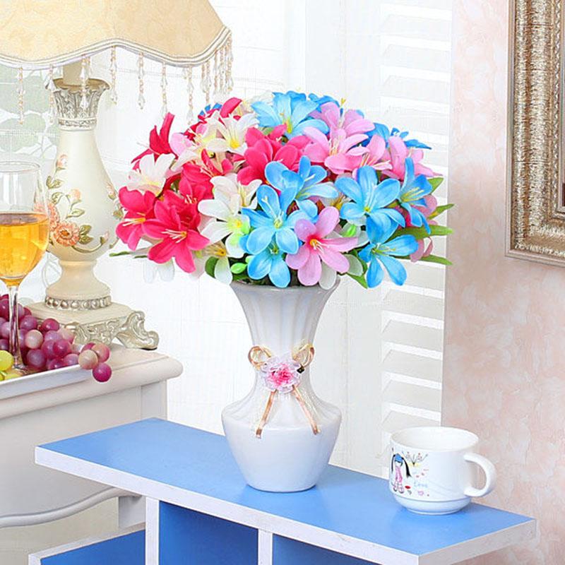 Living Room Decoration Flower Belt Vase Decoration Plastic Silk Flower Artificial Flower Simulation Flower Dining Table Flower Table Flower Decoration