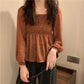Blouse Women Sweet Korean Style Lovely Ladies Simple Lantern Sleeve Ruffles Popular Square Collar Thin Prairie Chic Holiday Tops