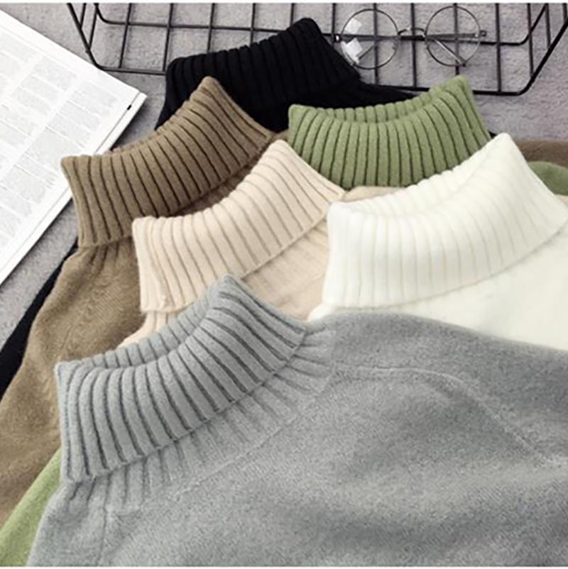 Autumn and Winter Women's Sweaters Female Students Short High-necked Loose Korean Version of Wild Long-sleeved Bottoming Shirt