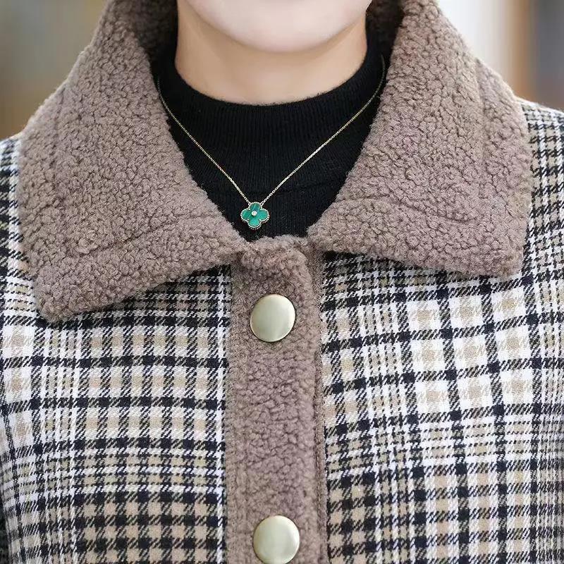 Mother Autumn Lamb Wool Coat Coat Middle-aged Women Thickened Grain Fleece Coat Middle-aged and Elderly Autumn and Winter Fur