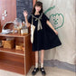 Solid Color Sailor Collar Navy Dress Sweet Bow-knot Girl Retro Style Student Girls Knee-length Dress