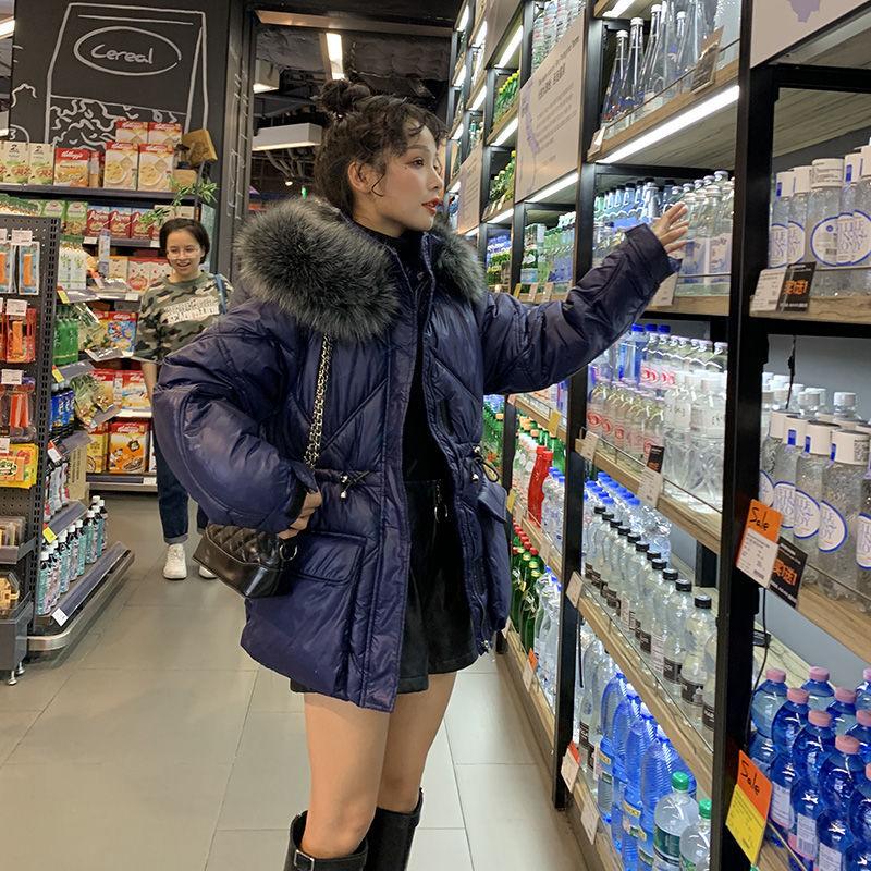 Down Jacket Winter Coat Coat Fur Collar Women Long Thick Warm Hooded Women's Leather Coat