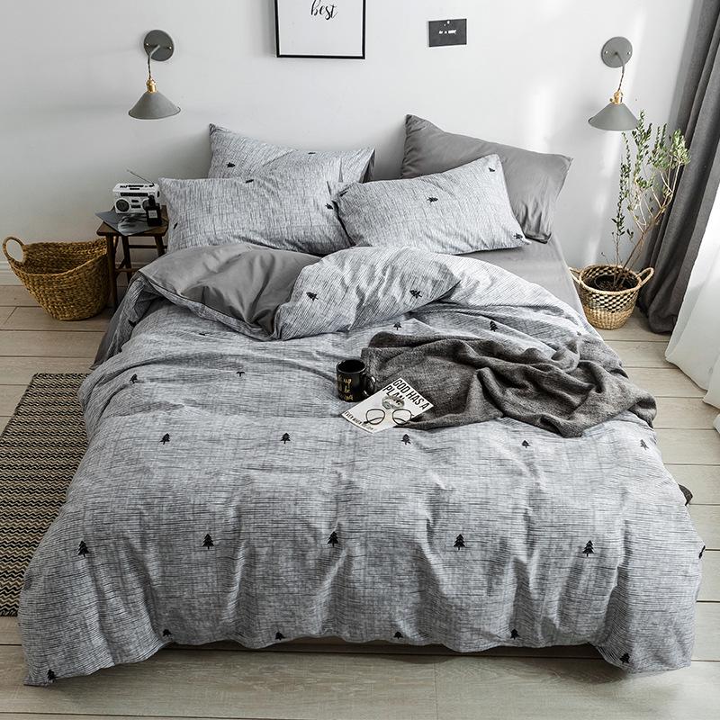 Comfort Cotton 3/4 Pcs Duvet Cover Set Bedspread Fitted Sheet Bedding Set Simple Bedclothes