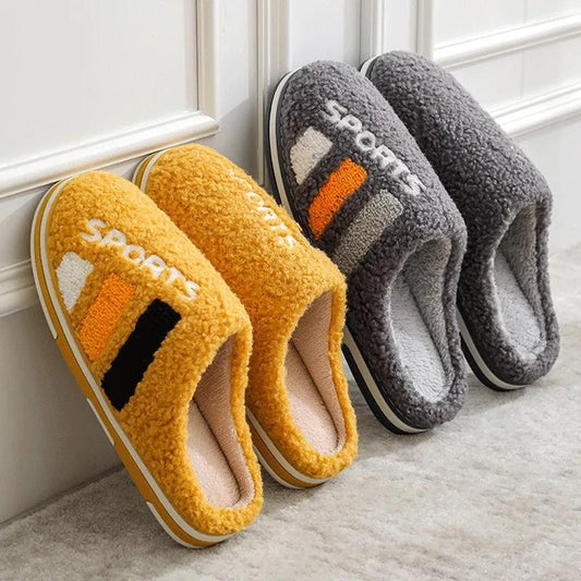 Autumn Winter Women Men Slippers Soft Sole Home Shoes Thick Warm Indoor Slippers Non-slip Sliders Cute Comfortable Footwear Couple Fur Fluffy Sliders