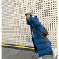 Blue Mid-length Down Down Padded Jacket Women's Bread Coat Winter Coat Thickened Knee-length Quilted Jacket