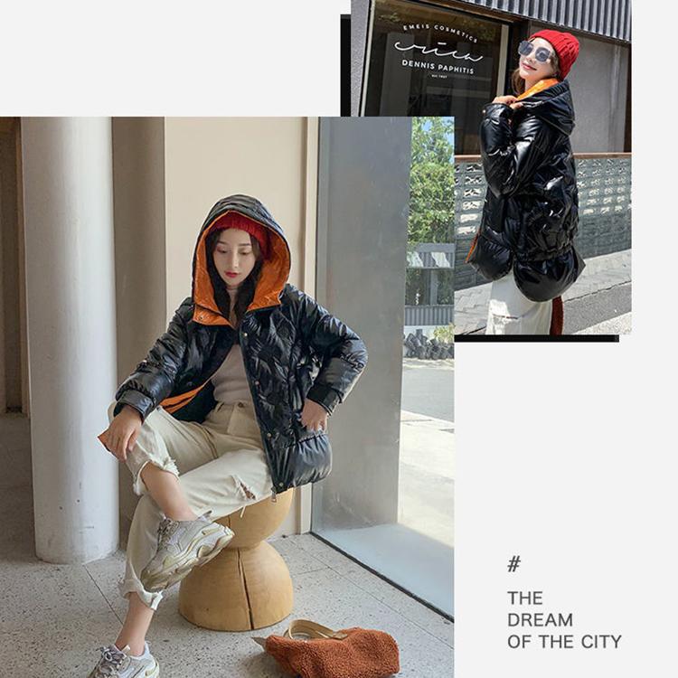 Winter Women's Clothing Bright Face Down Cotton Jacket Casual Fashion Embossed Winter Women's Clothing Short Disposable Waterproof Jacket
