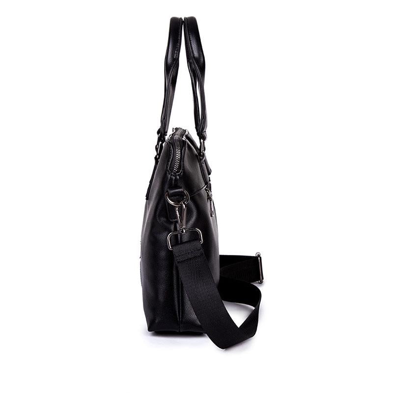 Business Briefcase Men Striped Large Capacity Leather Waterproof Handbag Crossbody Bags Shoulder Bag