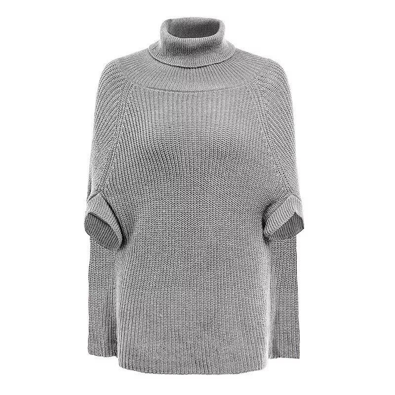 Sweater Women Turtleneck Cape-style Cloak Pullover Knitwear Korean Pure Color Loose Top Trendy Sweater Autumn and Winter Jumper