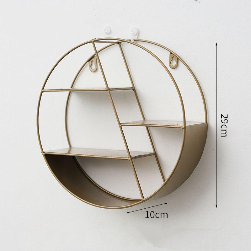 Nordic Style Living Room Bedroom Room Decoration Storage Rack Round Wrought Iron Wall Shelf
