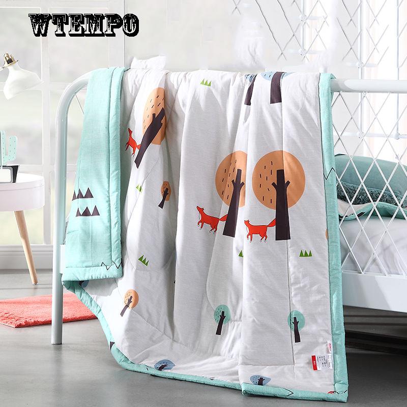 WTEMPO Brand Fashion Cotton Cartoon Summer Cool Thin Quilt Machine Washable Comfortable Breathable