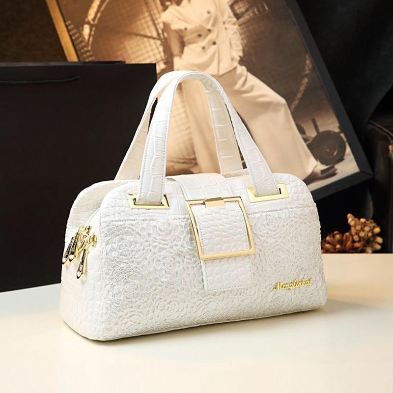 Genuine Leather Handbags Fashion All-match Handbags Atmospheric One-shoulder Messenger Bag Crocodile Pattern Middle-aged Mother Bag